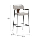Zuo Couva Barstool - Grey Tweed - Set of 2-3 year limited warranty