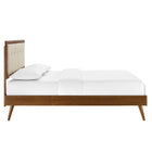 Modway Willow Wood Queen Platform Bed with Splayed Legs - Walnut Beige-Wood, MDF, and Veneer Construction