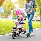 Aosom - tricycle 6-en-1 pour tout-petits avec siège rotatif - rose-Poignée de poussée parent amovible, canopy, repose-pieds semi-inclinable et barre de sécurité 