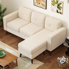 HOMCOM - Canapé sectionnel en forme de L avec méridienne - blanc crème-Couleur : blanc crème 