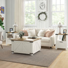 HOMCOM Coffee Table with Flip Top Hidden Storage - White-2 hinged lids open at an angle of up to 55° for convenient storage