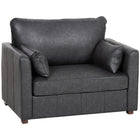 HOMCOM PU Leather Accent Chair with Wide Seat - Spring Cushion - Wood Legs - 2 Pillows for Living Room - Black-Extra-wide 35.4" seat offers spacious comfort for complete relaxation   

