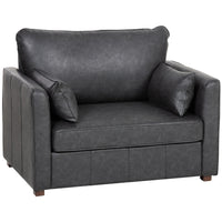 HOMCOM PU Leather Accent Chair with Wide Seat - Spring Cushion - Wood Legs - 2 Pillows for Living Room - Black-Extra-wide 35.4" seat offers spacious comfort for complete relaxation   
