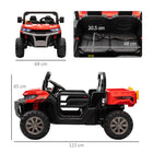Aosom 12V Kids 2-Seater Ride-On UTV - Red-Manual control or 2.4GHz remote control gives kids a speed at 3.7 mph (6 km/h) 