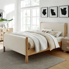 Modway Maven Queen Size Fabric Upholstered Platform Bed - Ivory Oak-Heathered Weave Fabric