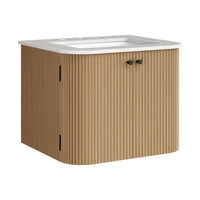 Modway - Zia Support mural de 24" Meuble de salle de bain avec lavabo en marbre - Naturel-Coiffeuse murale de 24"