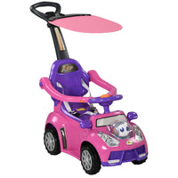 Qaba - Voiture pousse-pousse 3 en 1 pour enfants, voiture à glisser pour tout-petits, conception pied au sol - rose-Conception 3-en-1 qui s'adapte aux besoins de jeu évolutifs de l'enfant 