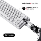 Cybeart Akula 65 Compact Tri-Mode Wireless RGB Gaming Keyboard - White-5-layer gasket-mounted design with Poron and IXPE foams for sound dampening and a soft, cushioned typing feel. Internally dampened layers minimize resonance, suppress echo, producing rich, muted “thock” acoustics and quieter typing