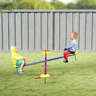 Outsunny - Balançoire à bascule 4 places pour enfants en métal - Multicolore-Une barre d'arrêt sous le siège absorbe les chocs lorsque les sièges touchent le sol 