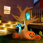 HOMCOM 7.5’ Lit Inflatable Haunted Tree with Pumpkins Halloween Yard Decoration-Includes seven stakes, five drawstrings and two sandbags to help keep it anchored on windy nights 