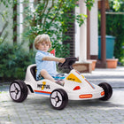 Qaba 6V 7AH Electric Battery Powerd Kids Go Kart - White-6V 7AH battery offers an hour of playtime on a single charge 