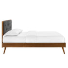 Modway - Bridgette Bois Lit à plateforme queen avec pieds écartés, Charbon de bois en noyer-Construction en bois, MDF et placage