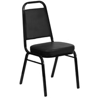 Flash Furniture HERCULES Series Trapezoidal Back Stacking Banquet Chair in Black Vinyl - Black Frame - 4 Pack-Set of 4 Multipurpose Banquet Chairs