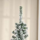 HOMCOM 6' Snow-Flocked Pencil Artifical Christmas Tree - Green-Detachable, foldable base for easy storage 