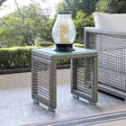 Modway - Aura Terrasse extérieure Rotin en osier Table d’appoint - Gris-Cadre en aluminium revêtu de poudre
