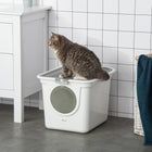 PawHut Enclosed Cat Litter Box with Scoop - White-Enclosed design for privacy and traps unwanted odours 
