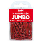 JAM Paper Colourful Jumbo Paper Clips - 2"- Red - 75 Pack-Colour: Red