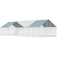 PawHut  Large Metal Chicken Coop with Cover - For 24-30 Chickens-Spacious 258 sq. ft (24 m²) area comfortably accommodates 24-30 chickens

