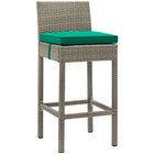 Modway - Conduit Terrasse extérieure Rotin en osier Tabouret de bar - Gris vert clair - Ensemble de 2-Cadre en aluminium revêtu en poudre