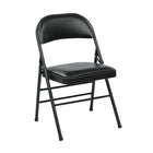 Work Smart - Chaise pliante avec siège et dossier en vinyle - Noir - Paquet de 4-Pliable pour rangement facile
