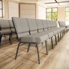 Chaise d'église de la série HERCULES de 21 po de largeur en tissu à pois gris avec étagère à livres - Cadre veine d'argent-Capacité de poids de 800 lb
