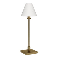 Hudson&Canal - Lampe de table Clement de 71 cm de haut avec abat-jour en tissu, - Laiton/Blanc-Design moderne et élégant pour votre salon, votre espace de travail ou votre table de chevet