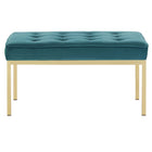 Modway Loft Gold Stainless Steel Leg Medium Performance Velvet Bench - Gold/Teal-Dense Foam Padded Cushion
