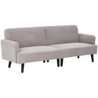 HOMCOM Modern 3 Seater Corduroy Sofa Couch with Rubberwood Legs - Light Grey-This 3 seater sofa features soft corduroy upholstery, creating a cozy lounge feel