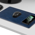General Supply Goods + Co - Tapis de souris en similicuir PU avec chargeur Qi - Bleu Marin-Norme de produit : Norme Qi