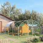 PawHut Galvanized Large Metal Chicken Coop Cage - 9.2' x 18.7' x 6.5' - Silver-A spacious enclosure offers enough room for chickens, ducks, rabbits and more 