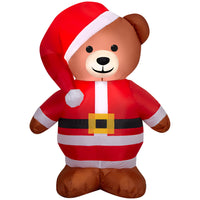 GEMMY - Ours de Noël gonflable marron en costume de Père Noël - 122 cm-S'illumine grâce à une ampoule LED économe en énergie