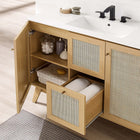 Modway Soma 48" Single Sink Bathroom Vanity - Oak/White-Rattan Weave