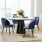 HOMCOM Dining Chairs with Metal Legs for Kitchen - Blue - Set of 4-Curved backrest supports body curve ergonomically
