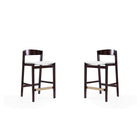 Manhattan Comfort - Klismos tabouret de comptoir moderne du milieu du siècle de 20" en similicuir ivoire et noyer foncé, lot de 2-Tabouret de comptoir moderne du milieu du siècle avec dossier parfait pour le bar et la cuisine. Ensemble de 2