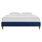 Modway Harlow Performance Velvet Queen Platform Bed Frame - Navy-Reinforced Center Beam and Support Legs
