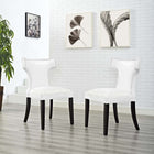Modway Curve Vinyl Dining Chair - White - 2 Pack-Black Rubberwood Legs