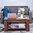 HOMCOM - Table basse moderne à plateau relevable convertible en bureau à thé - brun-Charnière latérale en métal renforcée assurant une stabilité au sol