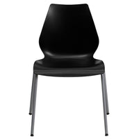 Flash Furniture HERCULES Series Black Stack Chair with Lumbar Support & Silver Frame-Multipurpose Stack Chair