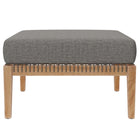 Modway Clearwater Outdoor Patio Teak Wood Ottoman - Grey/Graphite-Removable Cushion