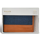 Champs - Portefeuille Center Wing en Cuir Denim - Beige/Bleu-Fenêtre d'identification à accès rapide
