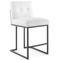 Modway Privy Black Stainless Steel Upholstered Fabric Counter Stool - Black White-Glam Deco Kitchen Counter Stool