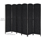 HOMCOM 6 Panels Hand-Woven Freestanding Room Divider for Home Office - Black-Solid poplar wood with X-shape farmhouse patterns for solidness and a rustic feeling
