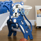 Qaba - Toboggan 3 en 1 pour tout-petit d’intérieur avec panier de basket, grimpeur - bleu-Couleur : bleu, gris 