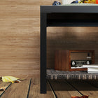 Outsunny - Outdoor Table basse d’extérieur en rotin avec plateau en verre trempé, étagère de rangement, cadre en acier-Le cadre en acier avec revêtement en poudre offre solidité et soutien  