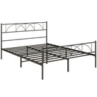 HOMCOM Queen Size Metal Platform Bed Frame with Headboard - Black-Non-squeaky structure provides you with a quality sleeping atmosphere