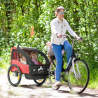 Aosom 2 Seat Bike Trailer for Kids, Baby Stroller with Storage Bag - Red-Safety flag, reflector, and 5-point seat belts for enhanced safety 