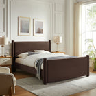 Modway Rael Performance Velvet Queen Platform Bed - Chocolate Brown-Wood Slat Support System