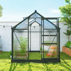 Outsunny Polycarbonate Greenhouse - 6' x 6' x 6.6' - Grey- A sliding door makes access to plants easy and allows you to walk in with equipment
 