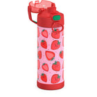 Thermos FUNtainer Vacuum Insulated Stainless Steel Water Bottle - 470mL - Strawberry Smiles-Durable snap-on lid cover with locking ring