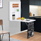 HOMCOM 23.5" Wall Mounted Table Fold Out Convertible Desk - White and Black-Provides a handy working surface and access to storage compartments when open